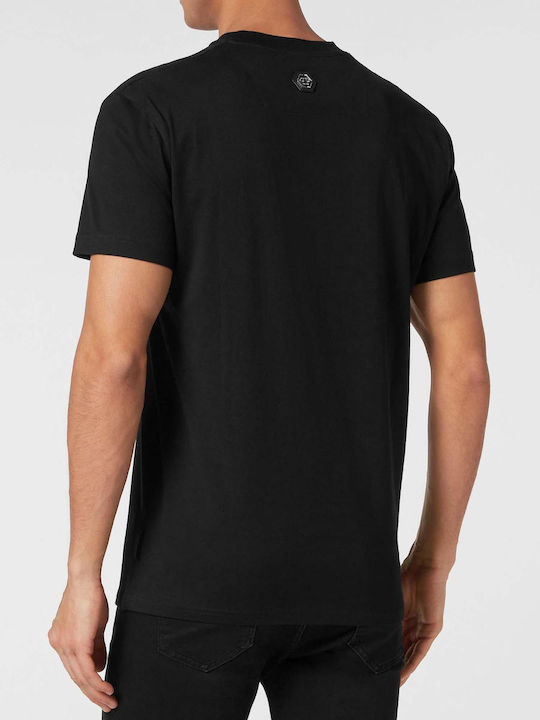 Philipp Plein T-shirt Bărbătesc cu Mânecă Scurtă Negru