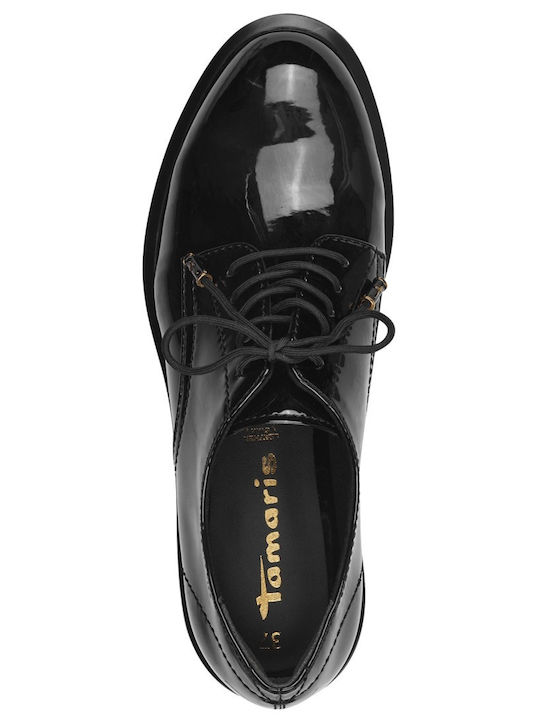 Tamaris Women's Patent Leather Oxford Shoes Black