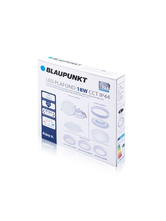 Blaupunkt Led Ceiling Light 18w 6-in-1 Ip44 Light Color Switch