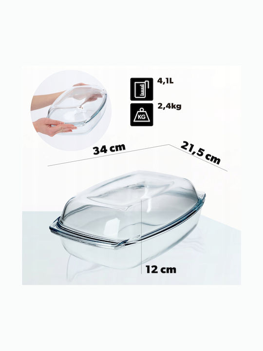 Kadax Oală Dreptunghiulară de Sticlă 4.1lt 1buc