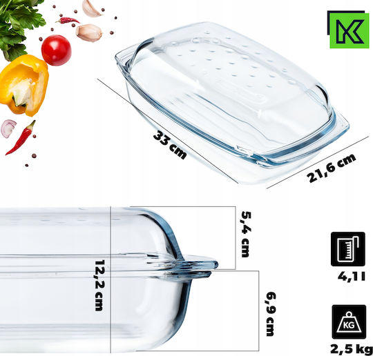 Kadax Oală Dreptunghiulară de Sticlă 4.1lt 1buc