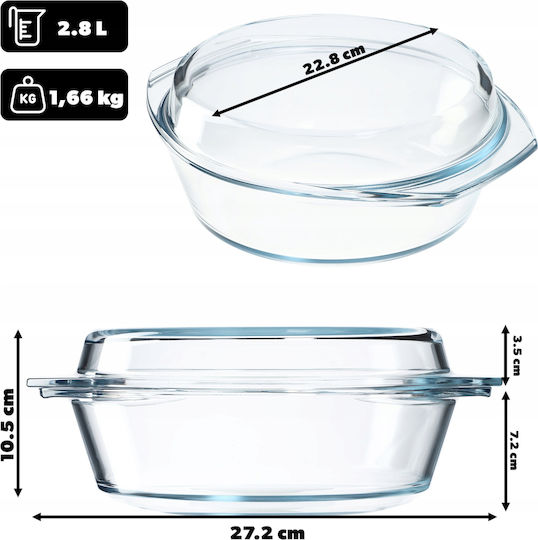 Kadax Γάστρα Στρογγυλή Γυάλινη 2.8lt