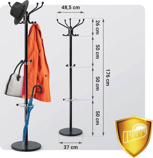 Massido Καλόγερος Μεταλλικός Μαύρος 176cm