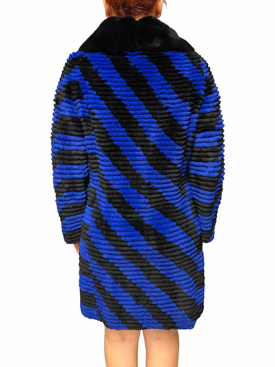Women's Short Fur Black-blue