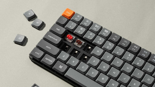 Keychron K3M-H1 Max K3M-H1 Tastatură Mecanică De Gaming Fără Fir 75% Cu Comutatoare Gateron Low Profile Red Și Iluminare RGB Limba Tastaturii Engleză SUA Gri