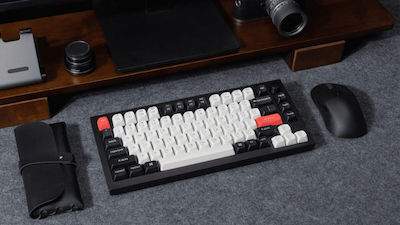 Keychron Q1H-M1 HE QMK Fără fir Gaming Tastatură Mecanică 75% cu Gateron Magnetic Purple cu Dublă Șină switch-uri și iluminare RGB (Engleză US) negru de fum