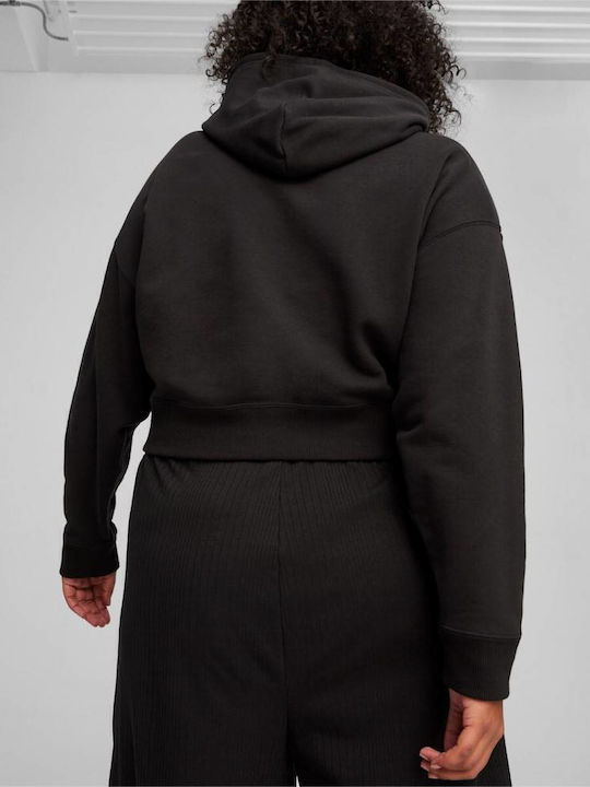 Better Classics Cropped Γυναικείο Φούτερ με Κουκούλα Black
