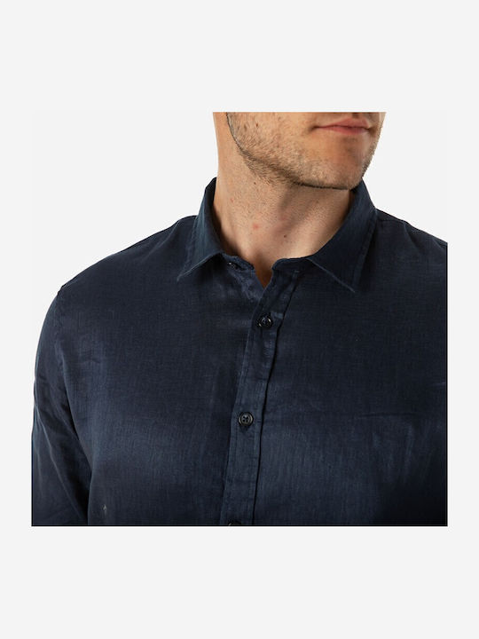 Long-sleeved Linen Shirt Indigo