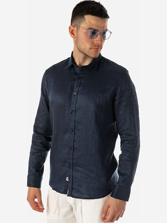 Long-sleeved Linen Shirt Indigo