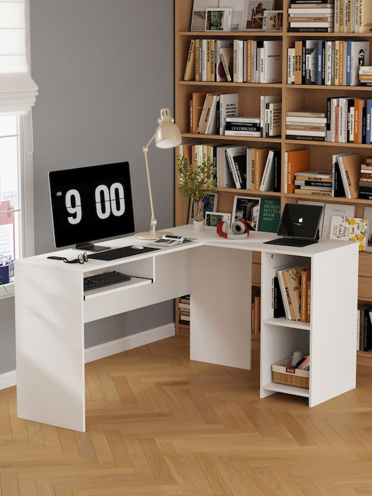 Γωνιακό Γραφείο Shig Ξύλινο Λευκό 140x120x75εκ.