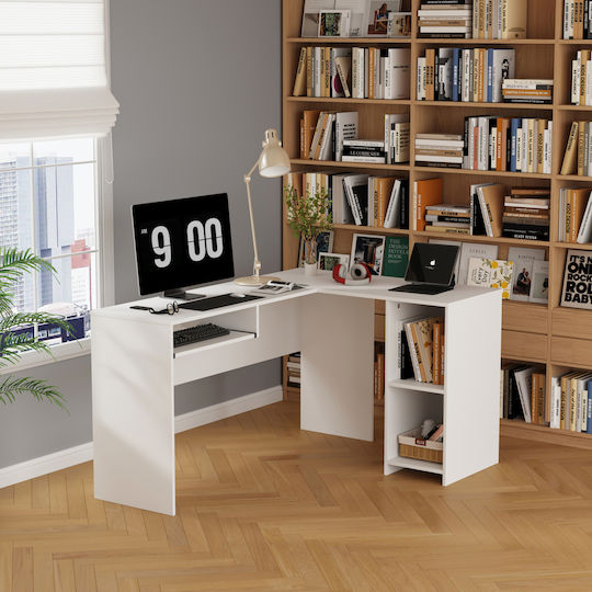 Corner Desk Shig Wooden White 140x120x75cm