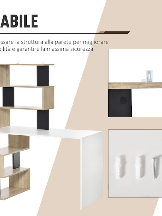 Γραφείο Ξύλινο με Βιβλιοθήκη Πολύχρωμο 120x60x148εκ.