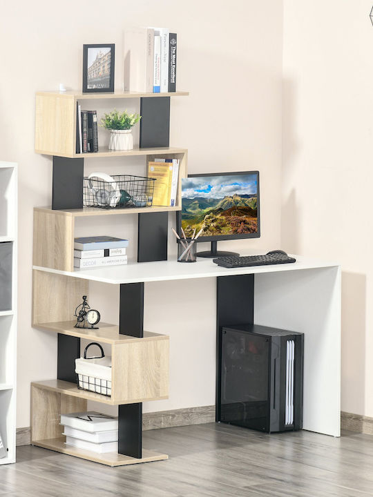 Γραφείο Ξύλινο με Βιβλιοθήκη Πολύχρωμο 120x60x148εκ.