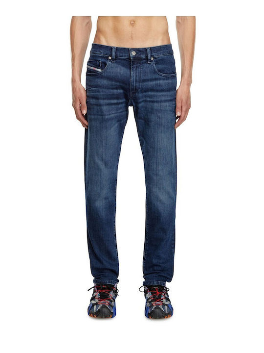 2019 D-strukt Men's Elastic Jeans Pants with Slim Straight Application Blue