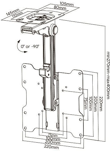 Cabletech LPA63-446 Βάση Τηλεόρασης Οροφής έως 37" και 20kg