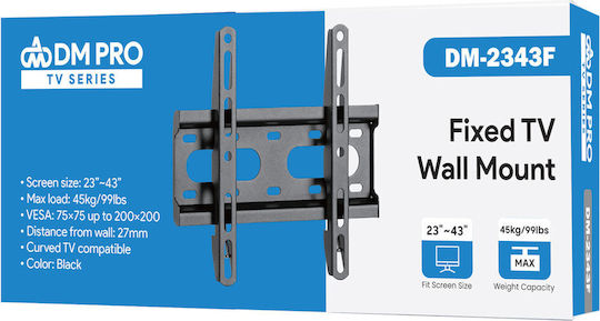 DM Pro DM-2343F Βάση Τηλεόρασης Τοίχου έως 43" και 45kg Μαύρο