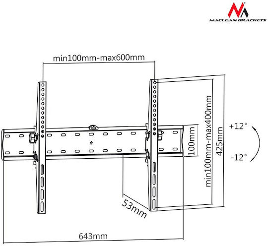 Maclean Energy MC-668 MC-668 Wall TV Mount up to 70" and 40kg