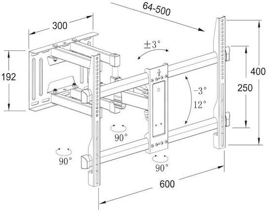 Well SW670 75014 Wandhalterung für Fernseher mit Arm bis 70" und 50kg