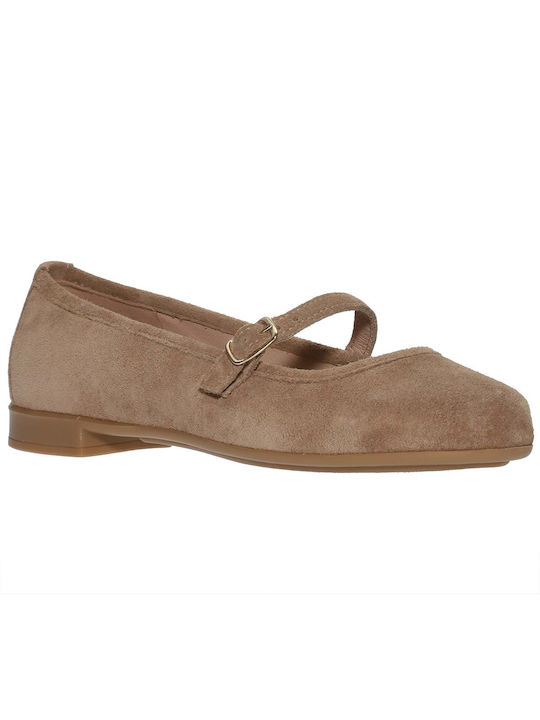 Malena Leather Ballerinas Beige