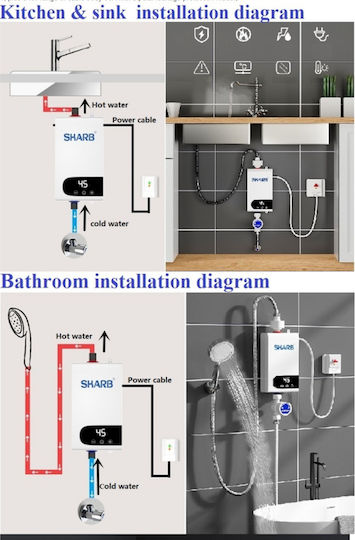 An der Wand montiert Sofortiger Warmwasserspeicher Badezimmer 5.5kW