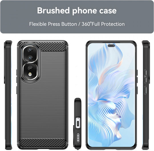 Techsuit Carbon Back Cover Σιλικόνης Μαύρο (Honor 90 Pro)