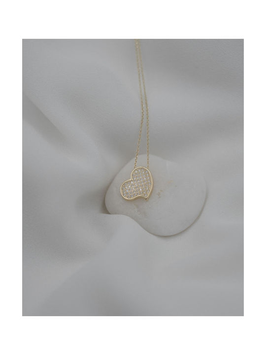 Themelidis Jewels Necklace with design Heart from Gold 9 K with Zircon