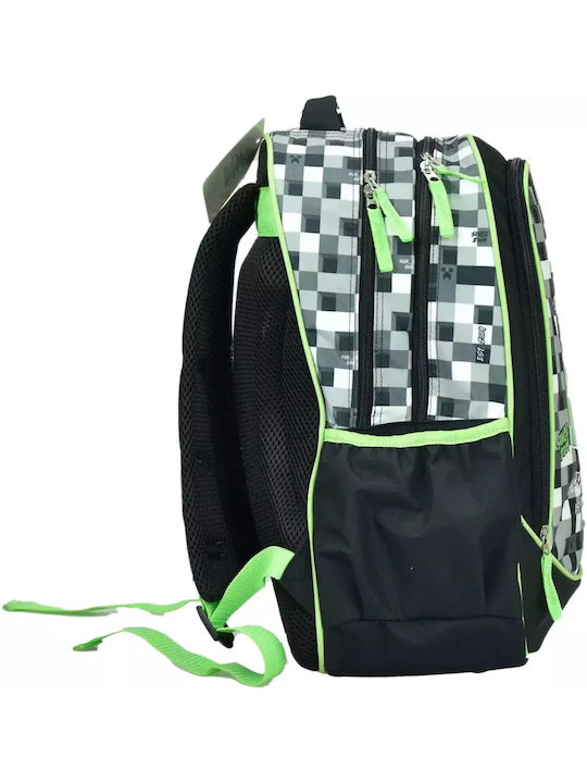 Gim Elementary School Backpack Oval Minecraft Grey Stone 316-01031