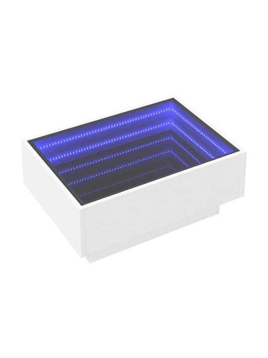 Coffee Table with LED White 70x50x30 cm Engineered Wood White 70 x 50 x 30 cm