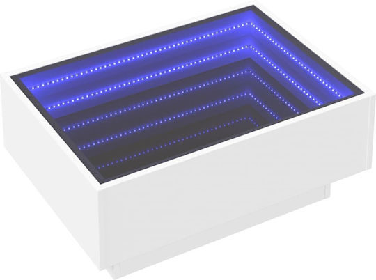 Coffee Table with LED White 70x50x30 cm Engineered Wood White 70 x 50 x 30 cm