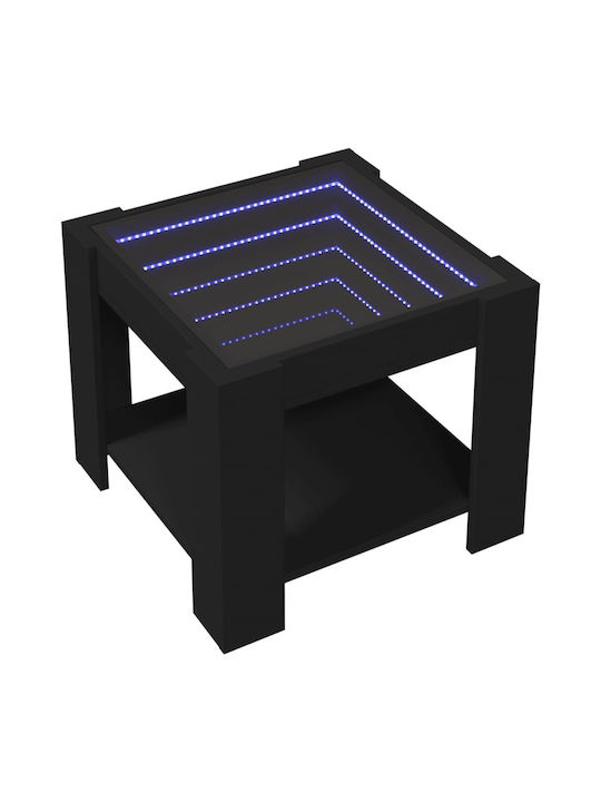 Τραπεζάκι Σαλονιού Led Μαύρο 53x53x45 Εκ Επεξεργασμένο Ξύλο 847540 Μαύρο