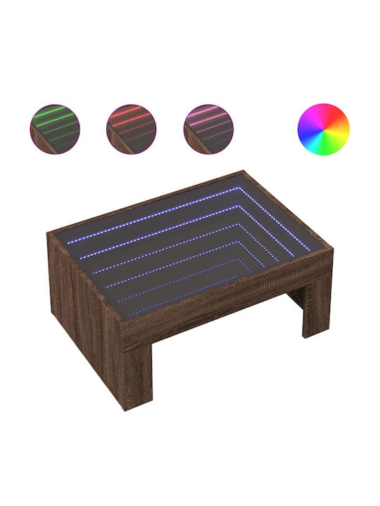 Infinity Light LED Coffee Table Brown Oak 70x50x30 cm 847615 Brown