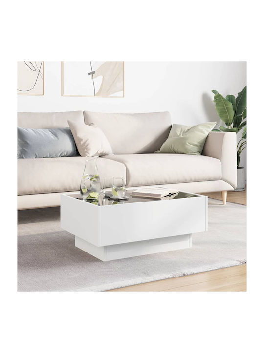 Coffee Table with LED White 70x50x30 cm Engineered Wood White 70 x 50 x 30 cm