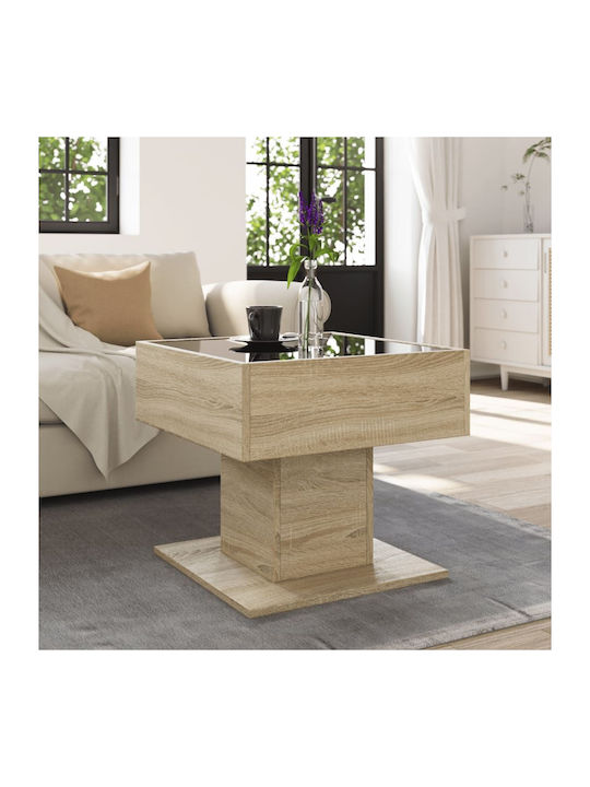 LED Coffee Table Oak 50x50x45 cm Processed Wood Brown 50 x 50 x 45 cm