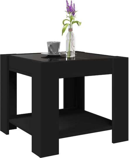 Masă de cafea LED neagră 53x53x45 cm lemn compozit 847540 neagră