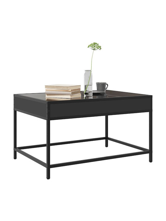 vidaXL Kaffeetisch Zentral Glas Schwarz M70xB50xH41cm