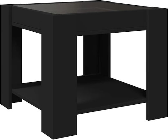 Masă de cafea LED neagră 53x53x45 cm lemn compozit 847540 neagră