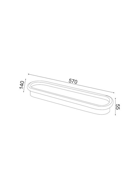 Aca Solo Ceiling Mount Light 57cm White with Integrated LED