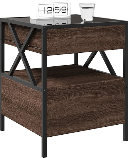 Nachttisch Metall Brown Oak 40x40x51cm