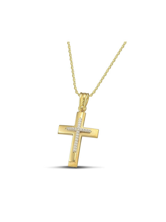 Themelidis Jewels Women's Gold Cross 14K with Chain