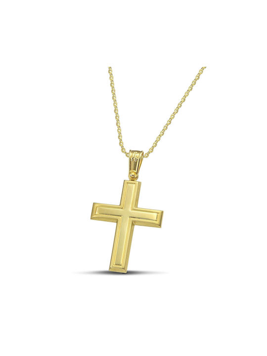 Themelidis Jewels Men's Gold Cross 14K with Chain