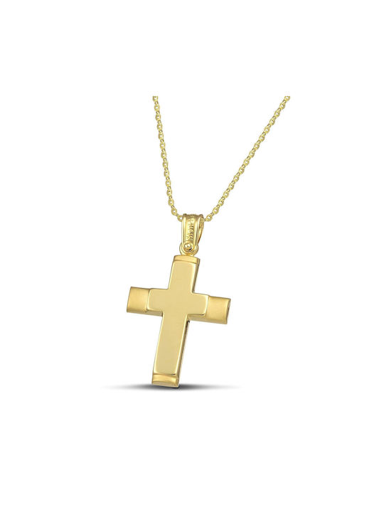 Themelidis Jewels Damen Gold Kreuz 14K mit Kette