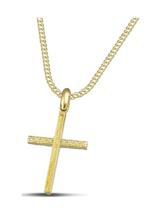 Themelidis Jewels Γυναικείος Χρυσός Σταυρός 14Κ Διπλής Όψης χωρίς Αλυσίδα