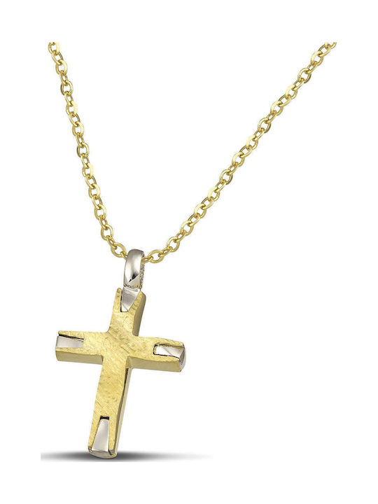Themelidis Jewels Ανδρικός Χρυσός Σταυρός 14Κ Διπλής Όψης χωρίς Αλυσίδα