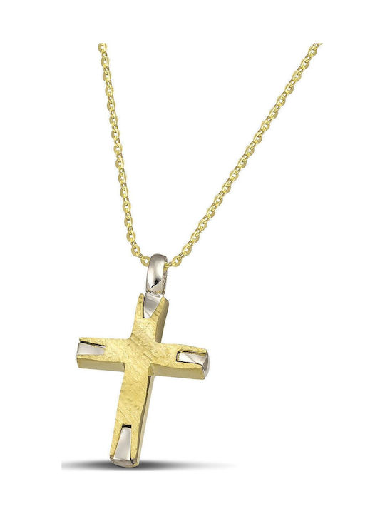 Themelidis Jewels Ανδρικός Χρυσός Σταυρός 14Κ Διπλής Όψης χωρίς Αλυσίδα