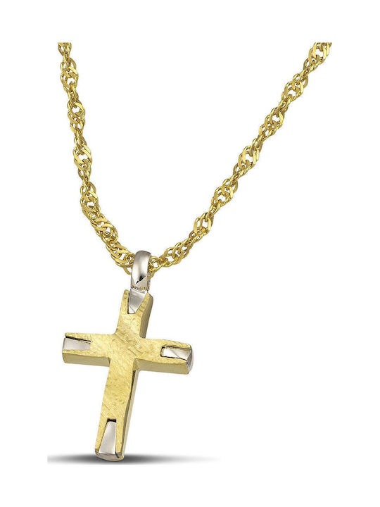 Themelidis Jewels Ανδρικός Χρυσός Σταυρός 14Κ Διπλής Όψης χωρίς Αλυσίδα