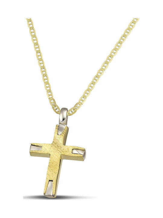 Themelidis Jewels Ανδρικός Χρυσός Σταυρός 14Κ Διπλής Όψης χωρίς Αλυσίδα
