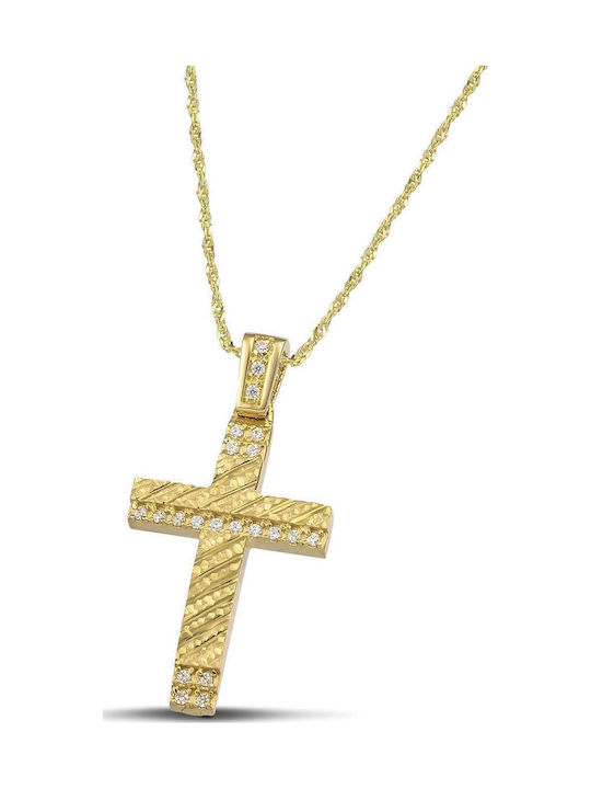 Themelidis Jewels Χρυσός Σταυρός 14Κ Διπλής Όψης