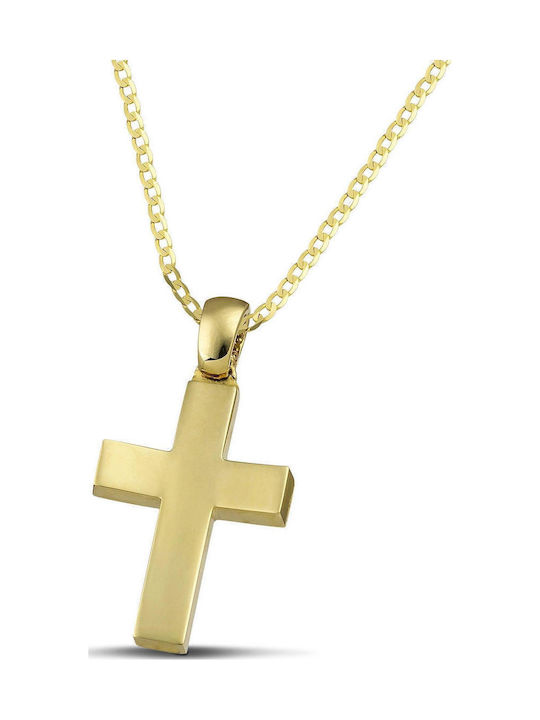 Themelidis Jewels Ανδρικός Χρυσός Σταυρός 14Κ Διπλής Όψης χωρίς Αλυσίδα