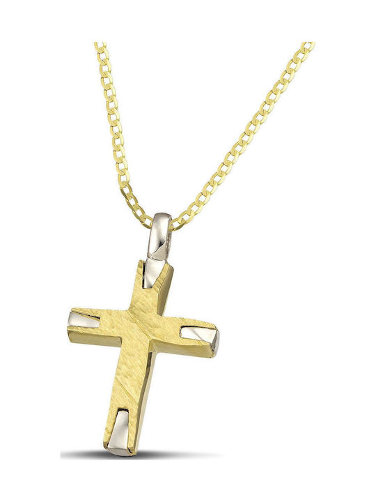 Themelidis Jewels Ανδρικός Λευκόχρυσος Σταυρός 14Κ Διπλής Όψης χωρίς Αλυσίδα