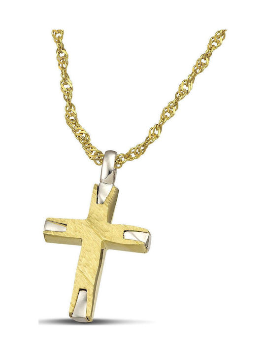 Themelidis Jewels Ανδρικός Λευκόχρυσος Σταυρός 14Κ Διπλής Όψης χωρίς Αλυσίδα